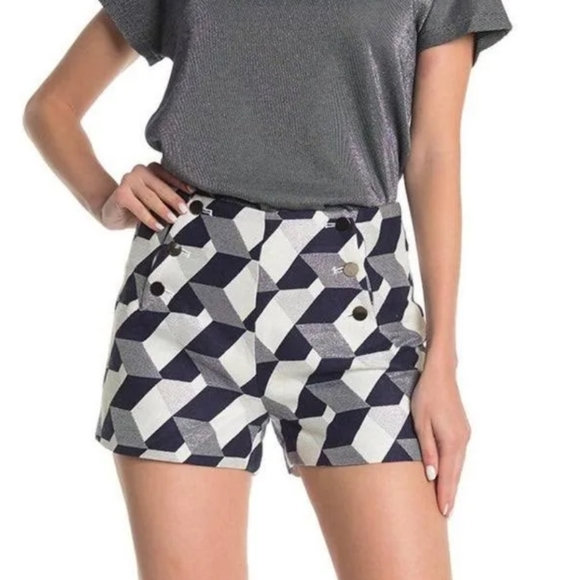 FRNCH Metallic Geo Print Shorts - Picture 1 of 14